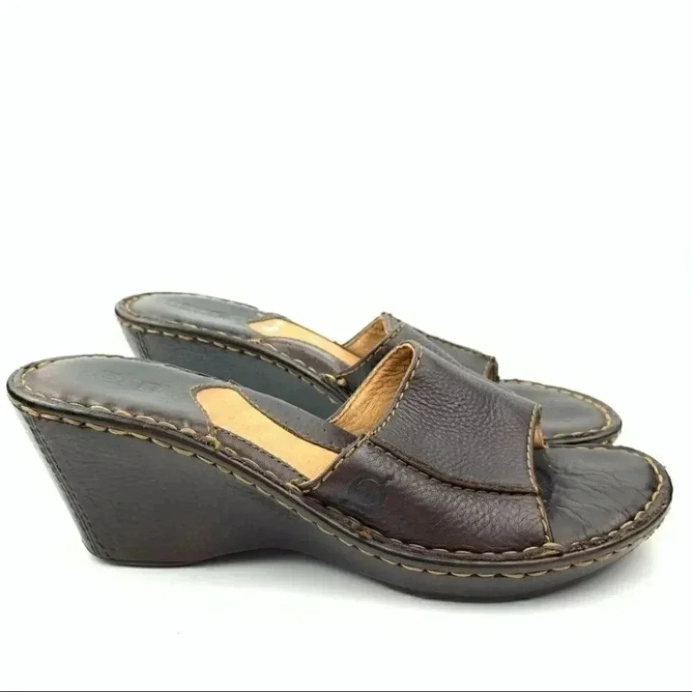 Born Ida sandals sz 7 38 M/W brown leather wedge